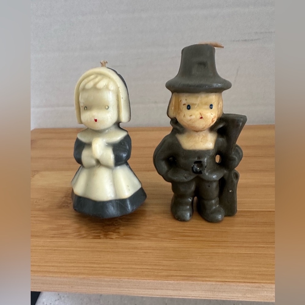 Vintage Thanksgiving Gurley 
 Pilgrim Candles! MCM